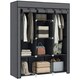 image 1 of HOMCOM Fabric Portable Wardrobe with 8 Shelves 2 Hanging Rails, Grey 