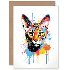 Lover Gift Pet Portrait Orange Pink Cat Art Card