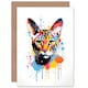 image 1 of Lover Gift Pet Portrait Orange Pink Cat Art Card