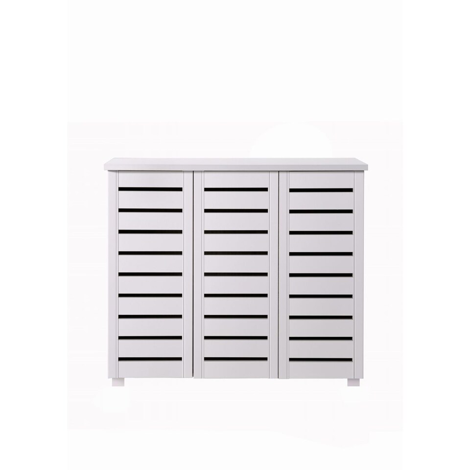 image 1 of Essentials 5 Tier Shoe Storage Cabinet 3 Door Cupboard Stand Rack Unit White