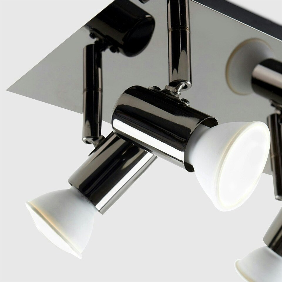image 1 of ValueLights Modern Black Chrome 6 Way Adjustable GU10 Ceiling Spotlight