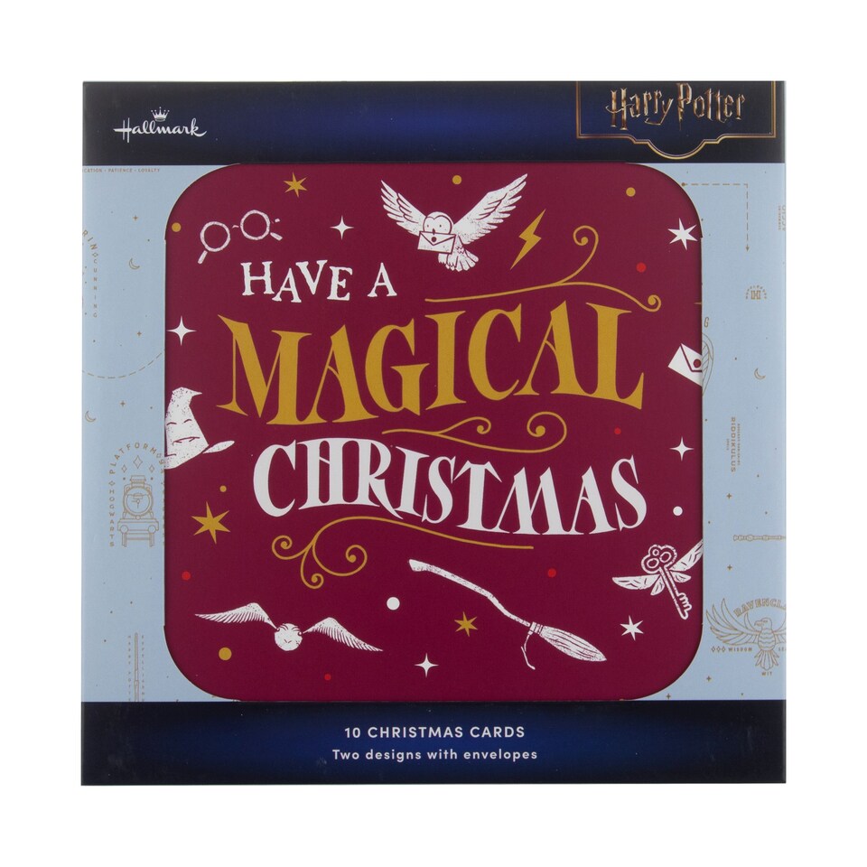 image 1 of Hallmark Pack Of 10 Christmas Cards - 2 Enchanting Harry Potter Designs