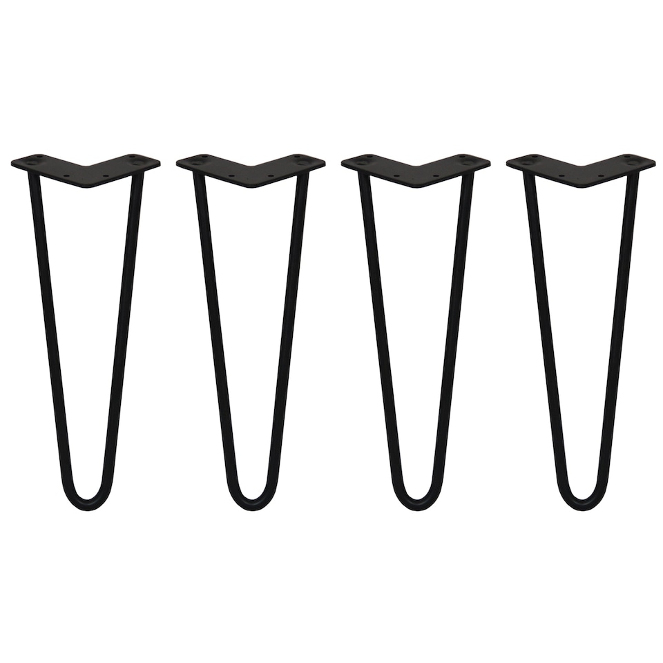 image 1 of 4 x 14" Hairpin Legs - 2 Prong - 12mm - Black