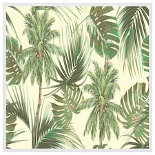 Tropical leaves on yellow (Picture Frame) White | XS