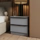 image 4 of FWStyle Lania Ripple Ridged 2 Drawer Bedside Table Nightstand Matt Grey
