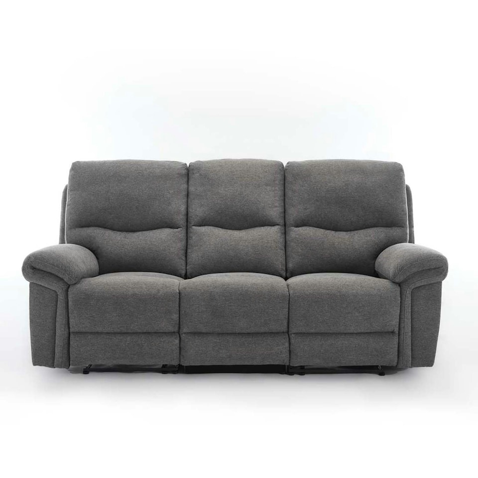 image 1 of Fosse 3 Seater Manual Recliner Fabric Sofa Grey | Dark Grey