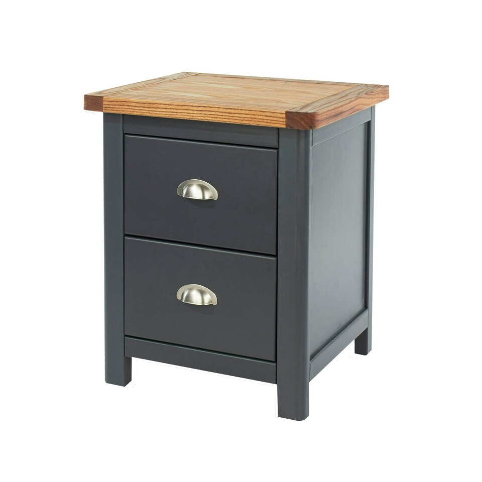 image 1 of Dunkeld 2 Drawer Midnight Blue Bedside Cabinet Blue | Antique Oak effect wax