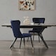 image 8 of Set of 2 New York Modern Velvet Dining Chairs with High Back, Black Metal Legs | Blue | Gold End Tips