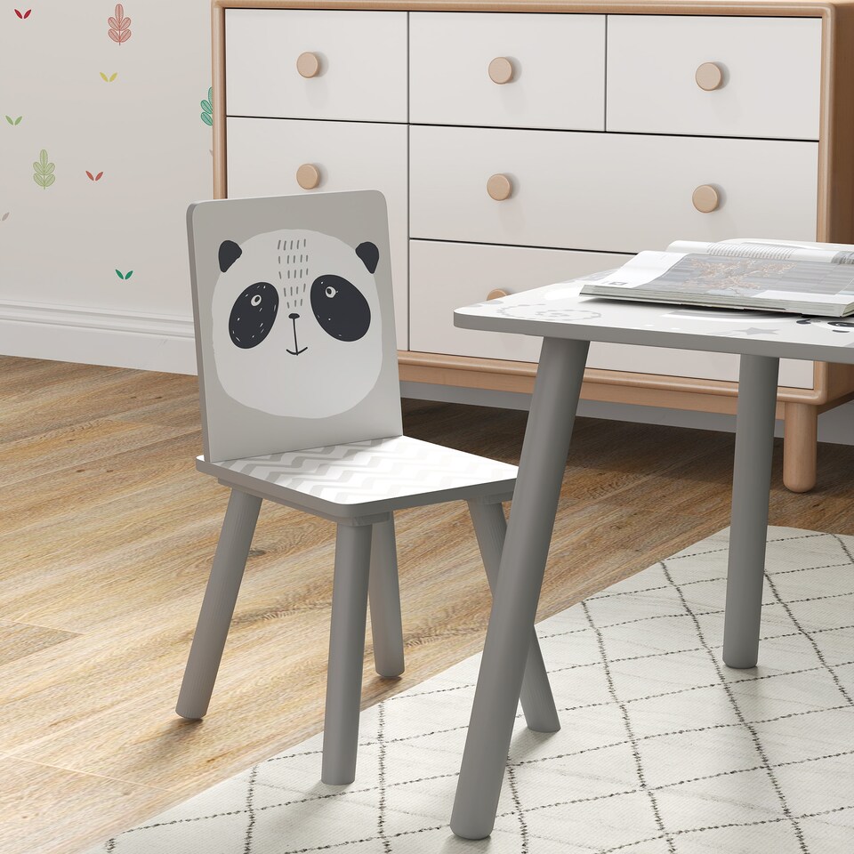 image 1 of ZONEKIZ Kids Table and Chairs, Children Desk with Two Chairs, Three Piece | Grey