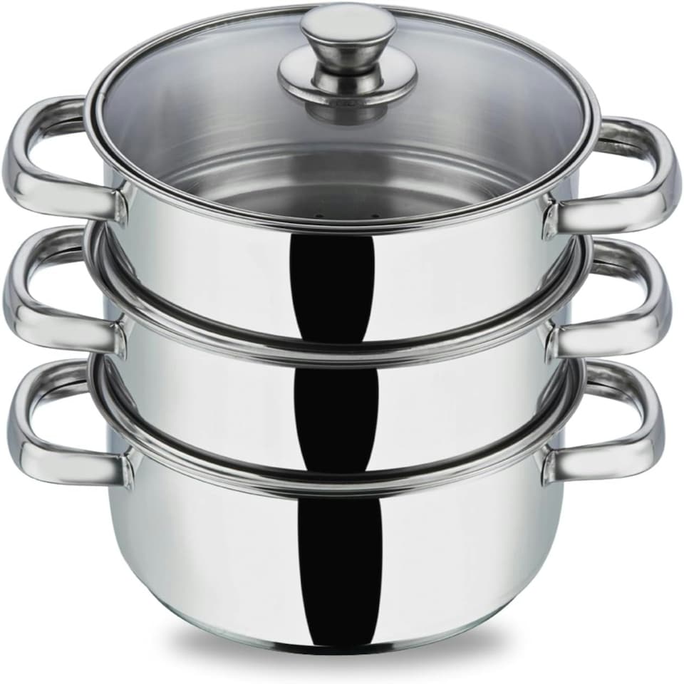image 1 of Stainless Steel 3-Tier 20cm Steamer Pot
