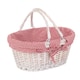 image 1 of Medium White Swing Handle Wicker Shopper with Red and White Checked Lining | Red | Red Checked