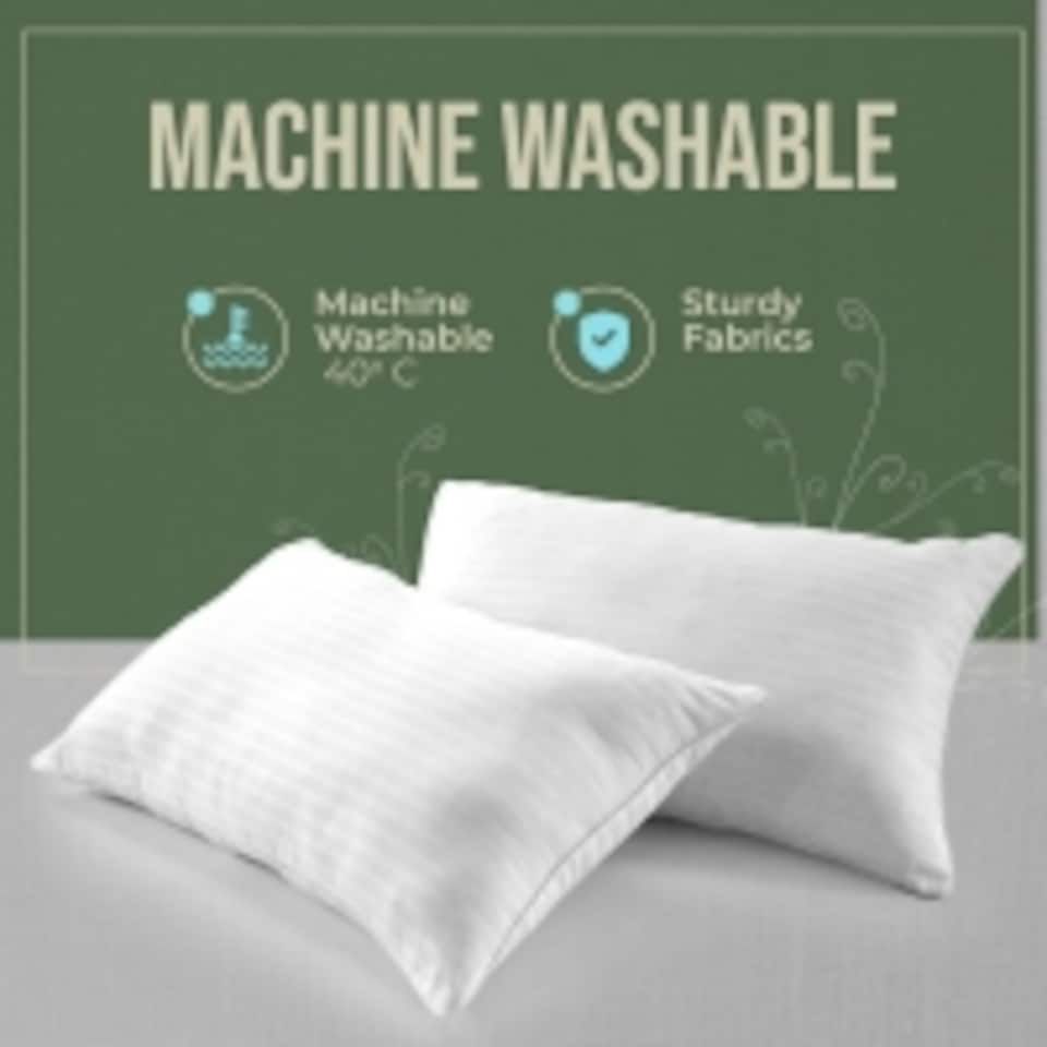 image 1 of Ultra Bounce Pillow, Hollowfibre Filling, Satin Stripe Case, Standard -Pack of 2