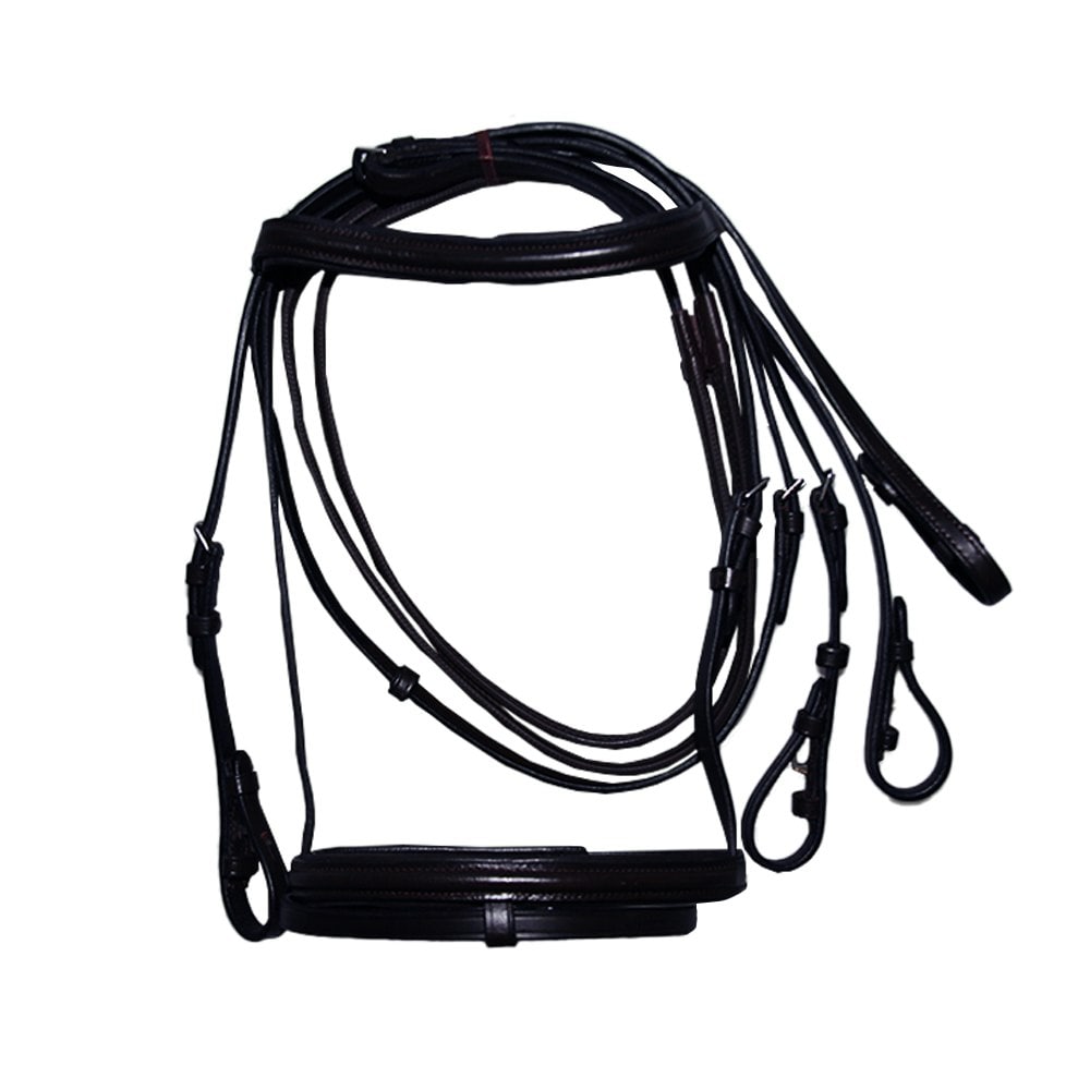 Hy Padded Cavesson Bridle with Rubber Grip Reins - Black - X-Small