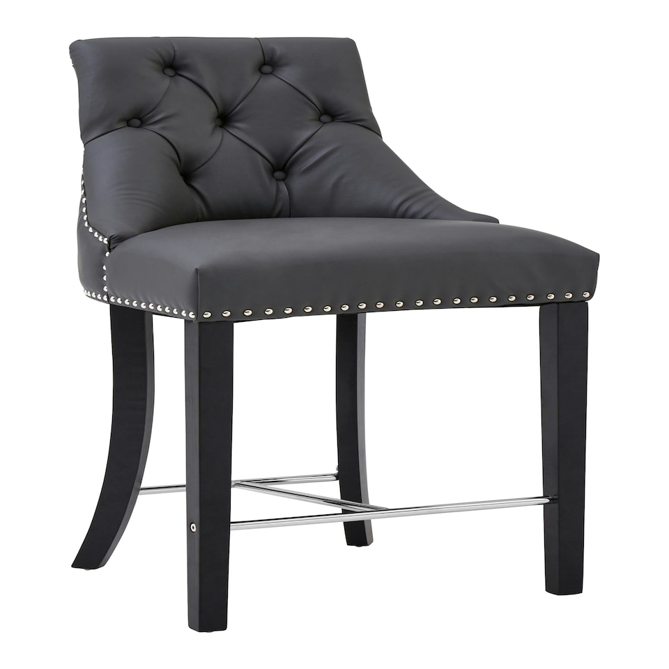image 1 of Interiors by Premier Park Grey Faux Leather Bar Chair, Backrest Breakfast Bar Chair, Footrest Living Bar Chair Kitchen