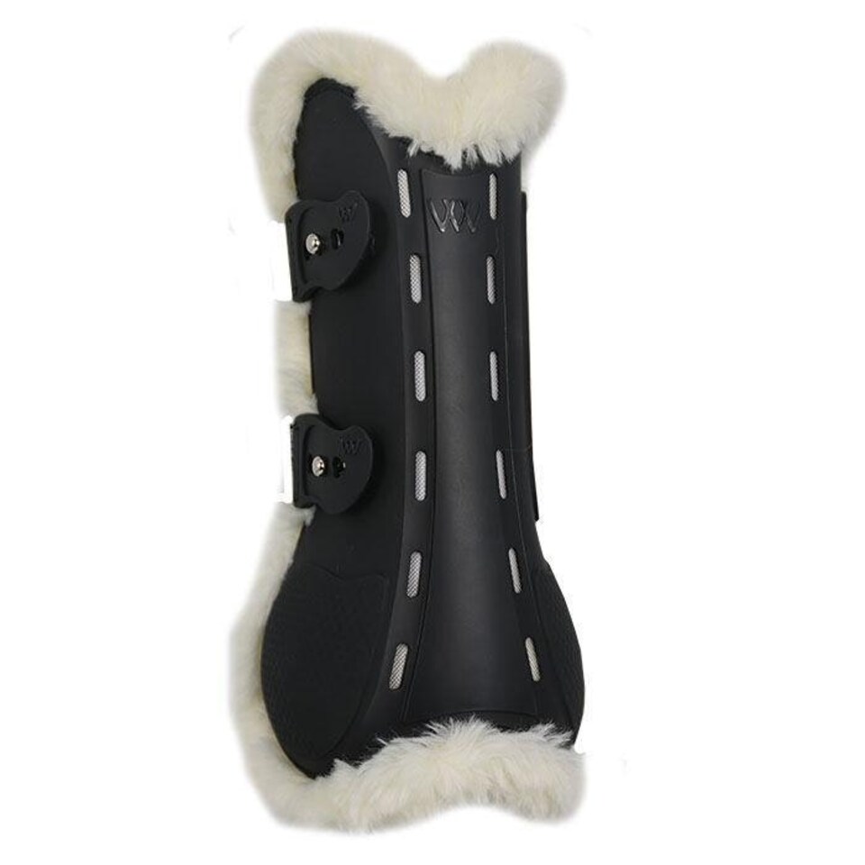 image 1 of Woof Wear Vision Elegance Tendon Boot Black | Size: Small
Colour: Black Faux Sheepskin