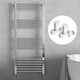 image 1 of Polished Chrome 800 x 500mm Heated Bathroom Towel Rail Warmer Ladder Radiator with Straight Manual Valves Pair