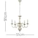 image 6 of ValueLights Traditional 5 Way White Flemish Style Ceiling Light Chandelier Fitting | Chrome