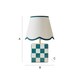 image 6 of ValueLights Evie Ceramic Cube Checkered Table Lamp with Sage Green Trim Linen Scallop Lamp Shade and LED Bulb