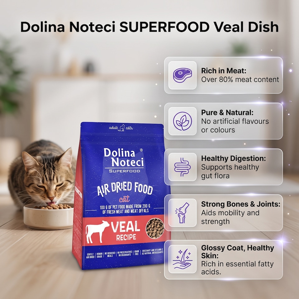 image 1 of Dolina Noteci Superfood with Veal for Cat 1000g a Premium Air Dried Food High Quality meal Supports your Pets Health x1
