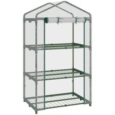 Outsunny 3 Tier Mini Greenhouse Grow House w/ Roll Up Door, Clear