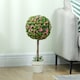 image 7 of HOMCOM Set of 2 Decorative Artificial Plants, Ball Topiary Tree with Rose Flower in Pot, Fake Plants for Home Indoor Outdoor Decor, 60cm, Pink