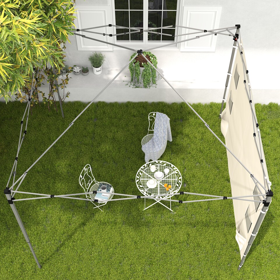 image 1 of Outsunny Gazebo Side Panel, Canopy Sidewall Panel with 4 Mesh Bags and 2 Storage Pockets for 3 x 3 m Straight Leg Pop Up Gazebos, 1 Pack Sidewall Only, Beige