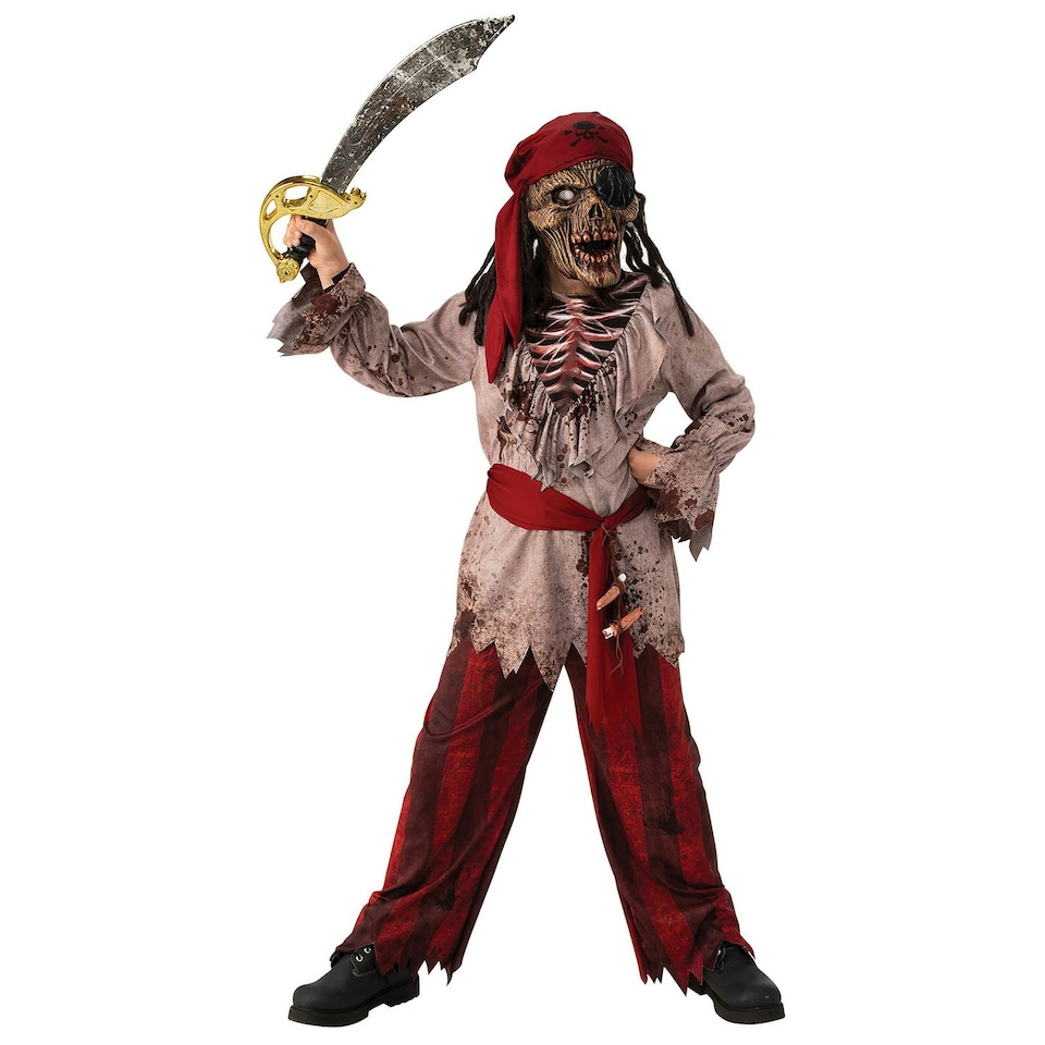 Bristol Novelty Boys Pirate Zombie Halloween Costume - Brown/Red - 5-6 Years 5