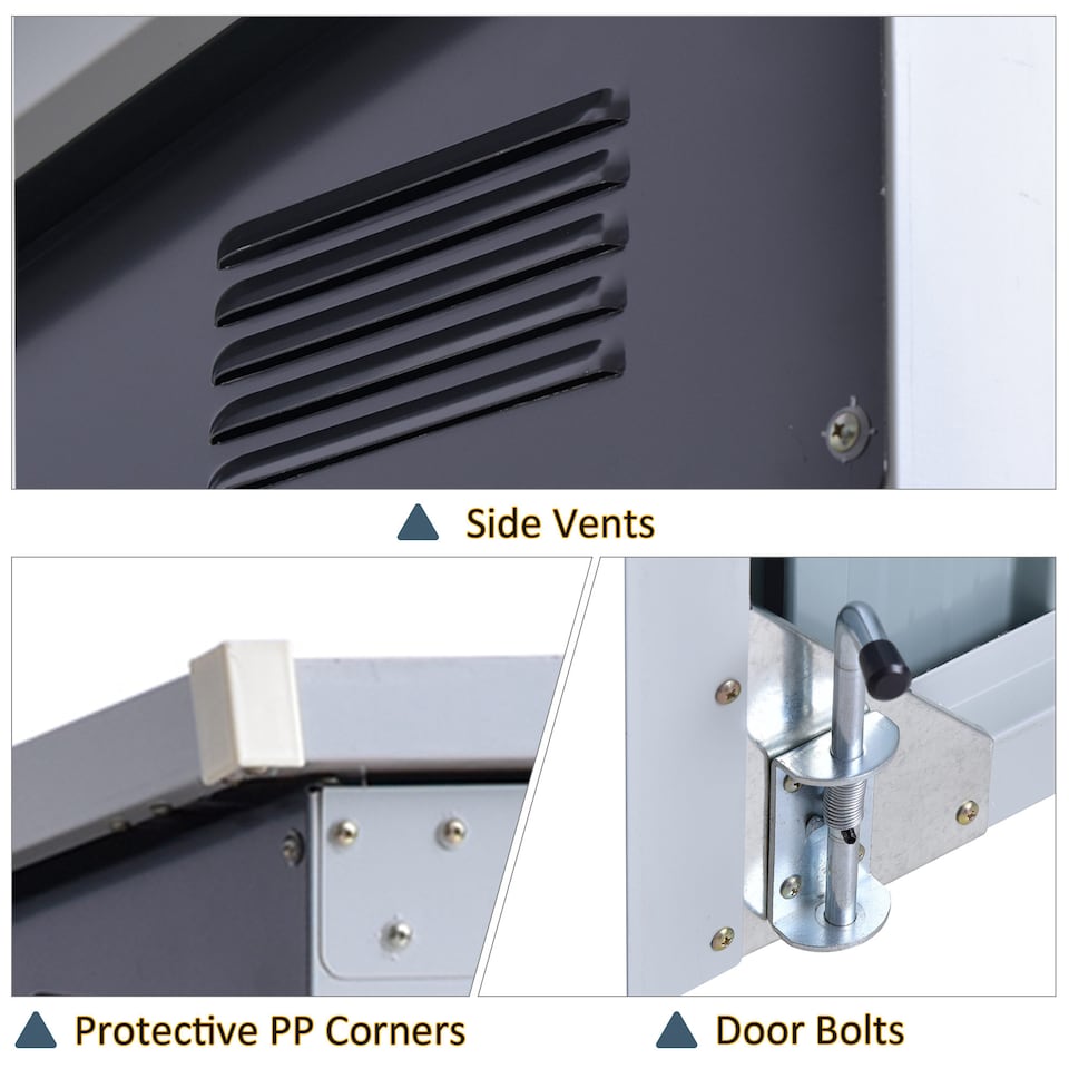 image 1 of Outsunny 2-Bin Corrugated Steel Rubbish Storage Shed w Locking Doors