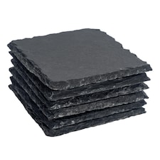 Argon Tableware Square Slate Coasters - 10cm - Pack of 6