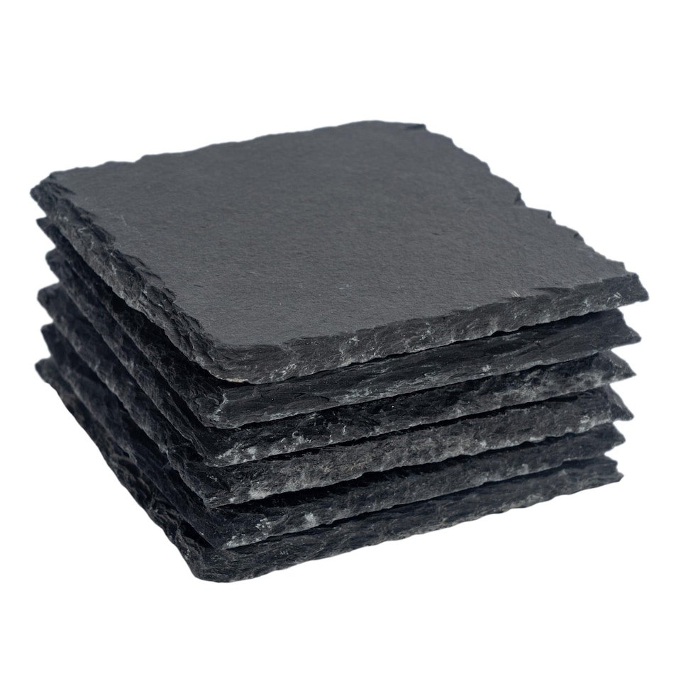 image 1 of Argon Tableware Square Slate Coasters - 10cm - Pack of 6