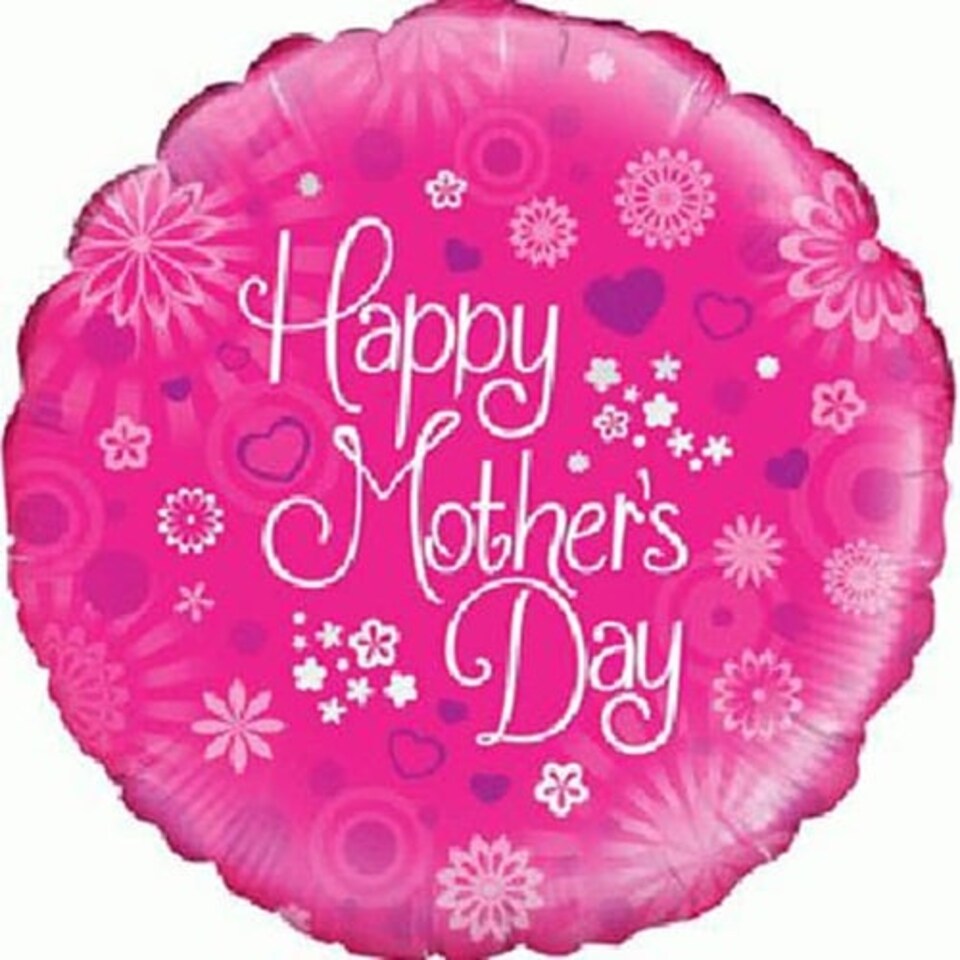 Happy Mothers Day Pink Round Foil Helium Balloon 46cm / 18 in