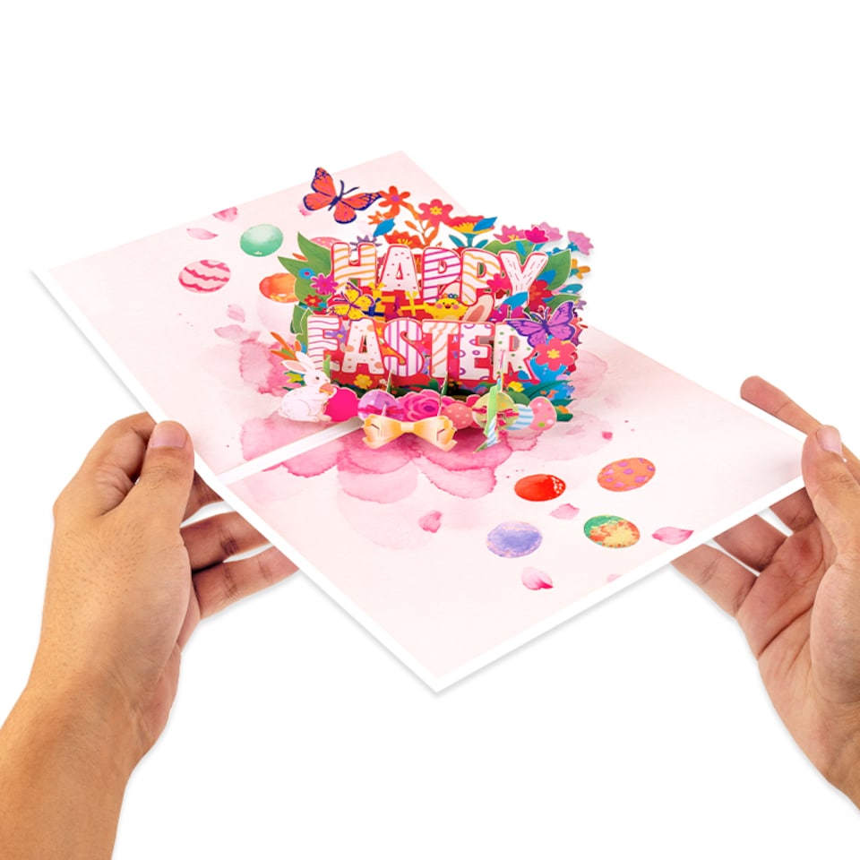 image 1 of Colorful Ink Stripes 3D Pop Up Happy Easter Card