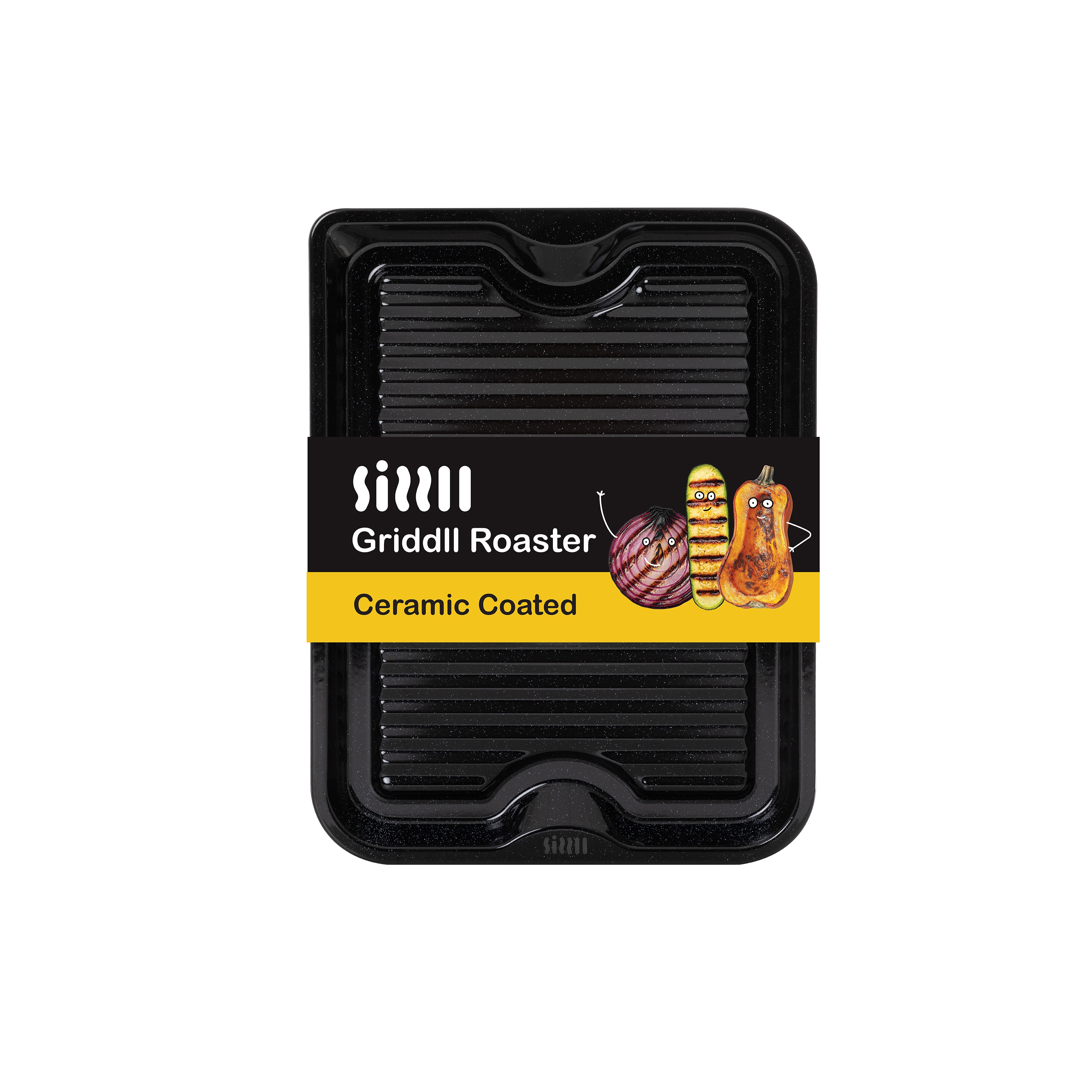 SIZZLL Griddll Enamel 39cm Roasting Tin BBQ, Hob & Oven Safe Pan Perfect Sizzle Dishwasher Safe Made in Britain