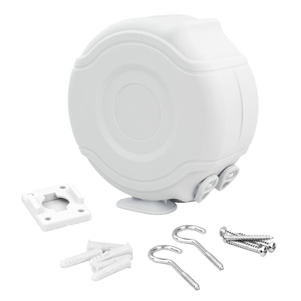 image 1 of KCT Twin Wall Mountable Retractable Washing Line - 13m White