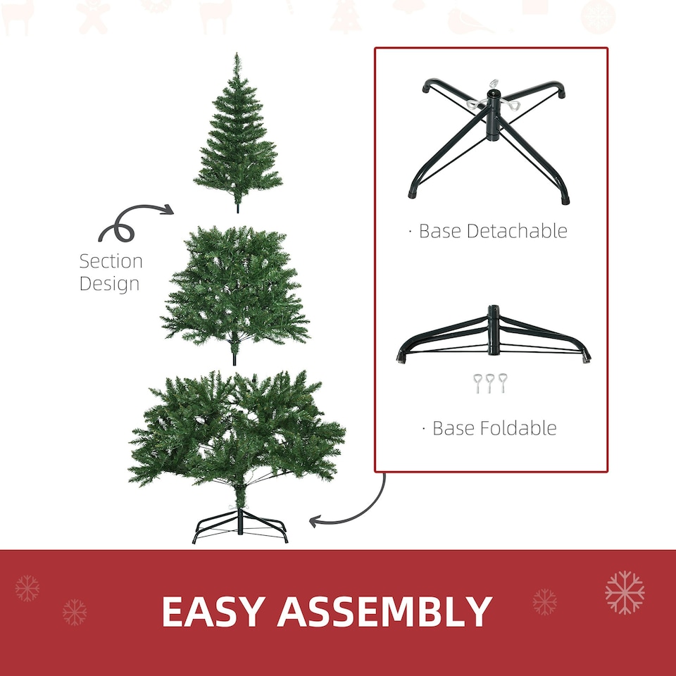 image 1 of HOMCOM 6FT Prelit Artificial Christmas Tree w/ Warm White Light Xmas Decoration