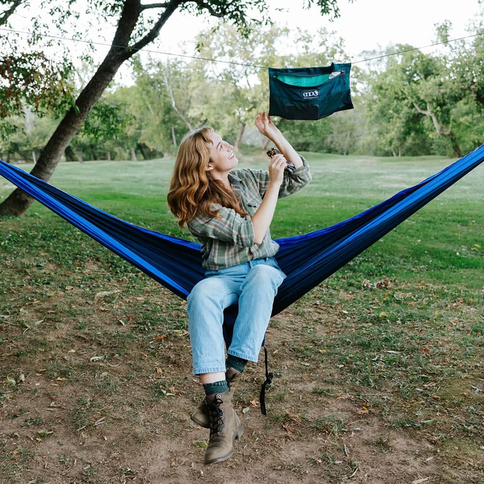 image 1 of SingleNest Hammock - Lightweight Durable Portable Camping Hammock | Blue | Navy