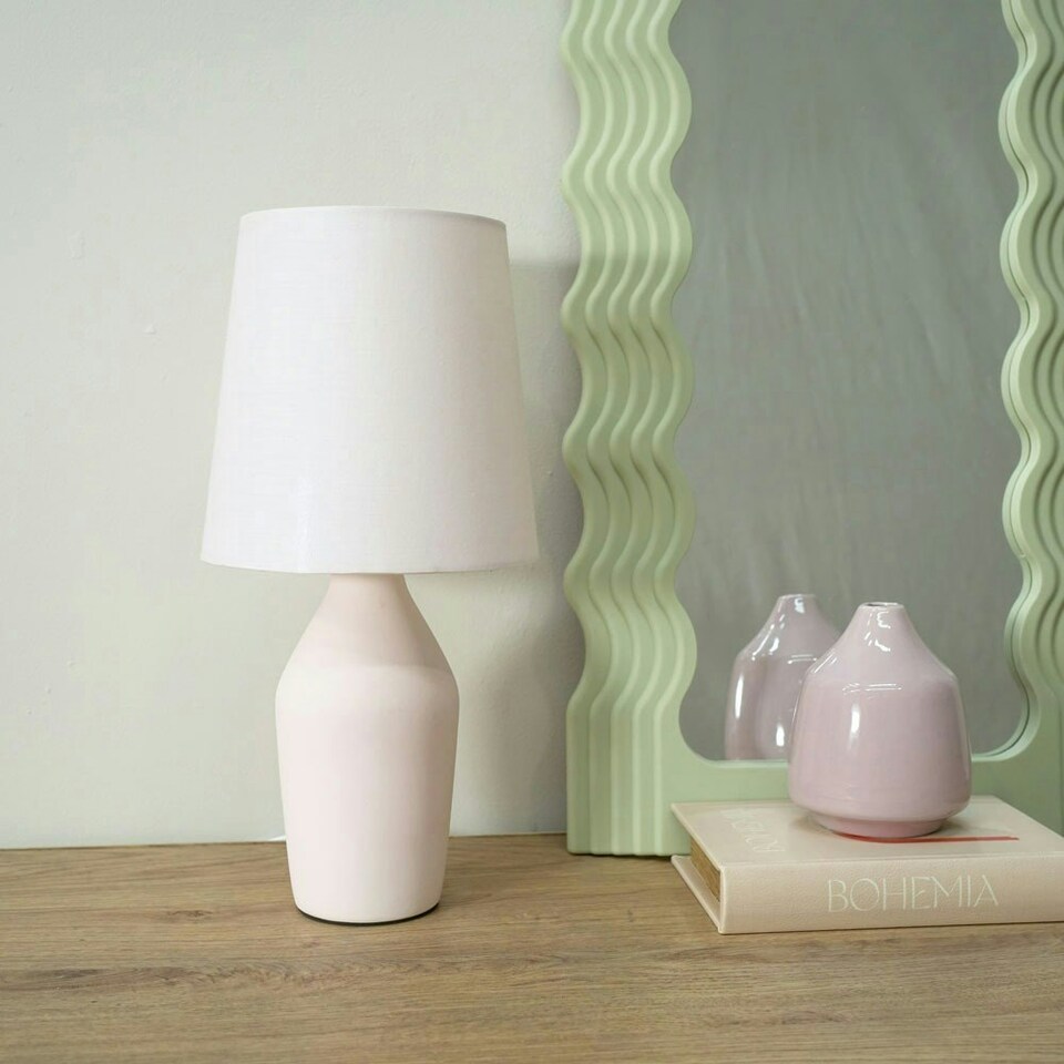 image 1 of ValueLights Arlo Rose Pink Ceramic Table Lamp with Rose Shade