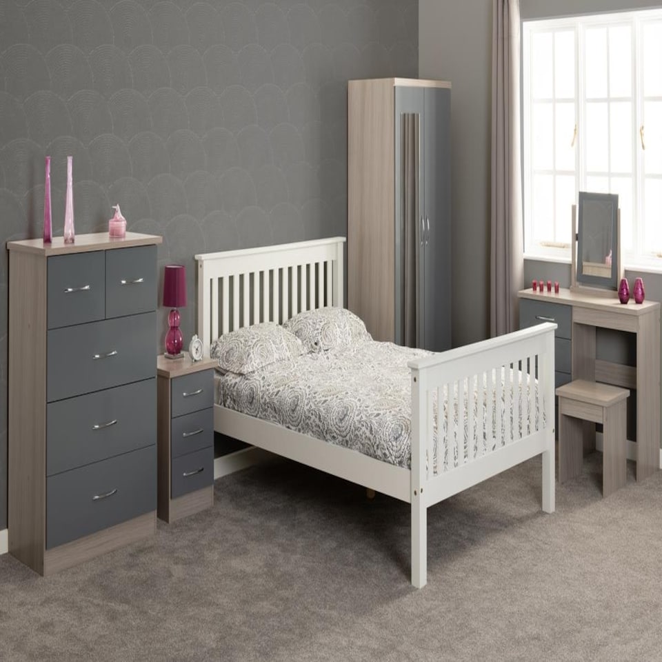 image 1 of Nevada 3 Drawer Bedside Cabinet White