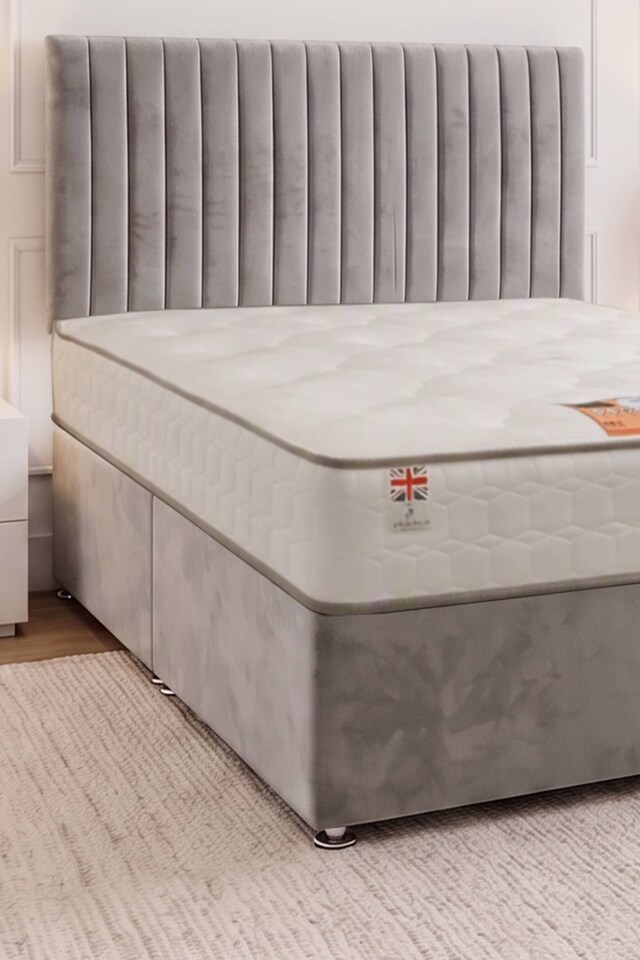 image 1 of Emily Plush Velvet Divan Bed Set with Princess Mattress and Headboard