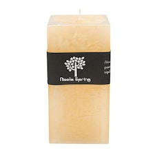Nicola Spring Square Vanilla Pillar Candle - 90 Hours - Cream | Cream | Beige