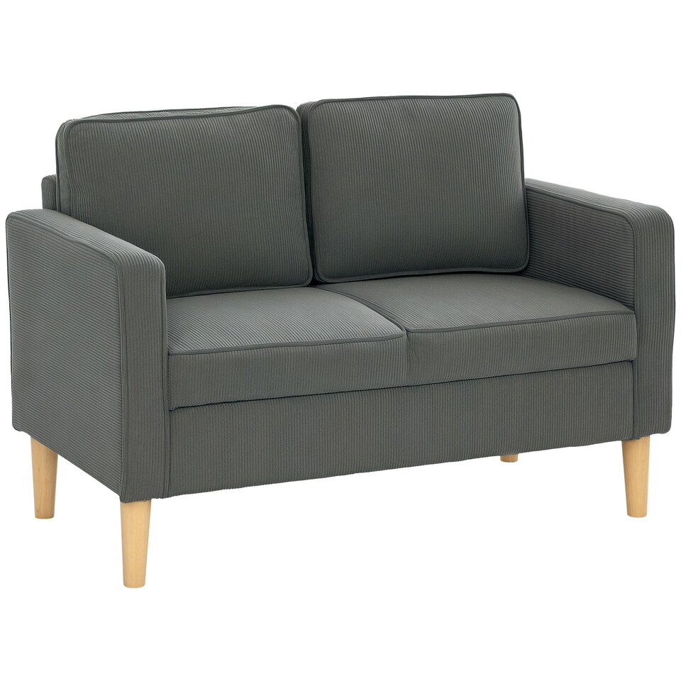 image 1 of HOMCOM Compact 2 Seater Sofa with Under Seat Storage for Small Spaces Grey | Grey | Two Seater