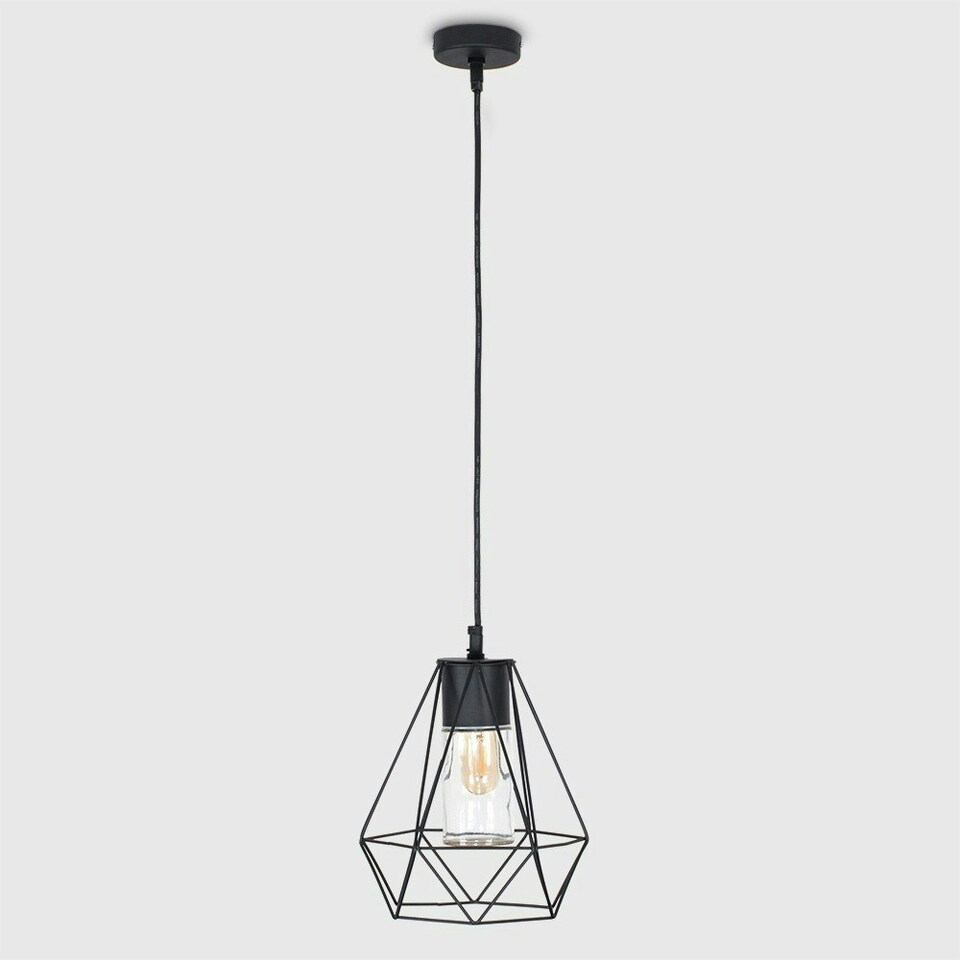 image 1 of ValueLights Diablo Matte Black Pendant Light and E27 Radio Valve LED 4W Warm White 2700K Bulb