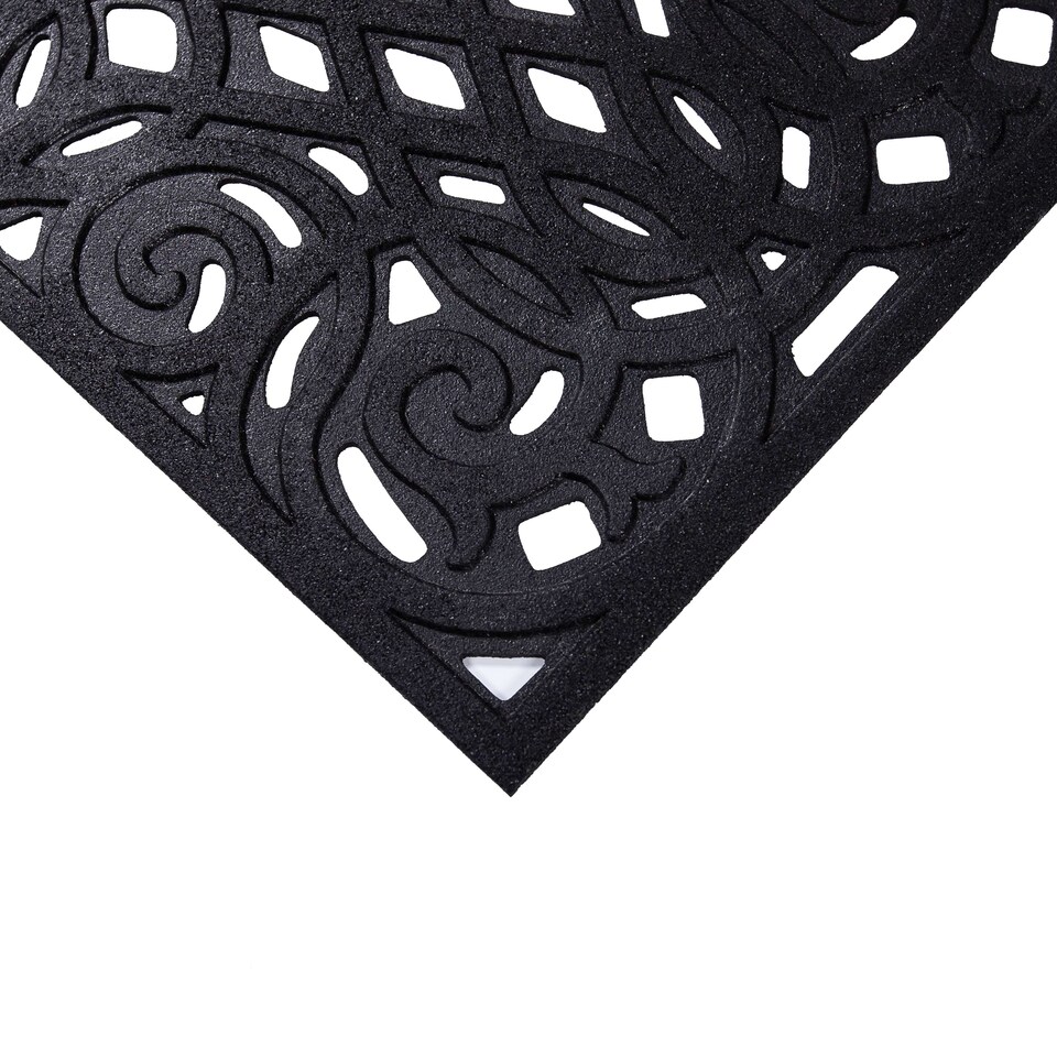 image 1 of Nicoman Victorian Style Rubber Outdoor Door Mat Black 75 x 44cm