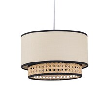 Koral - Natural Rattan and Cane 25 cm Easy Fit Two Tier Pendant Shade | Cream | Medium | 1