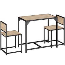 Dining Table and Chairs Milton - 3-piece set | Brown | industrial wood light, oak Sonoma | 1