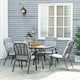 image 2 of Outsunny Garden Dining Set, Glass Table w/ Umbrella Hole Grey