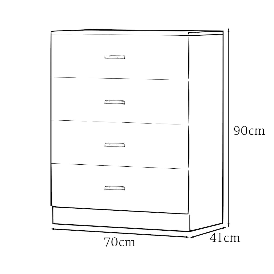 image 1 of FWStyle Tunis 3 Piece Bedroom Furniture Set - Matt Black - Wardrobe + Chest + Bedside