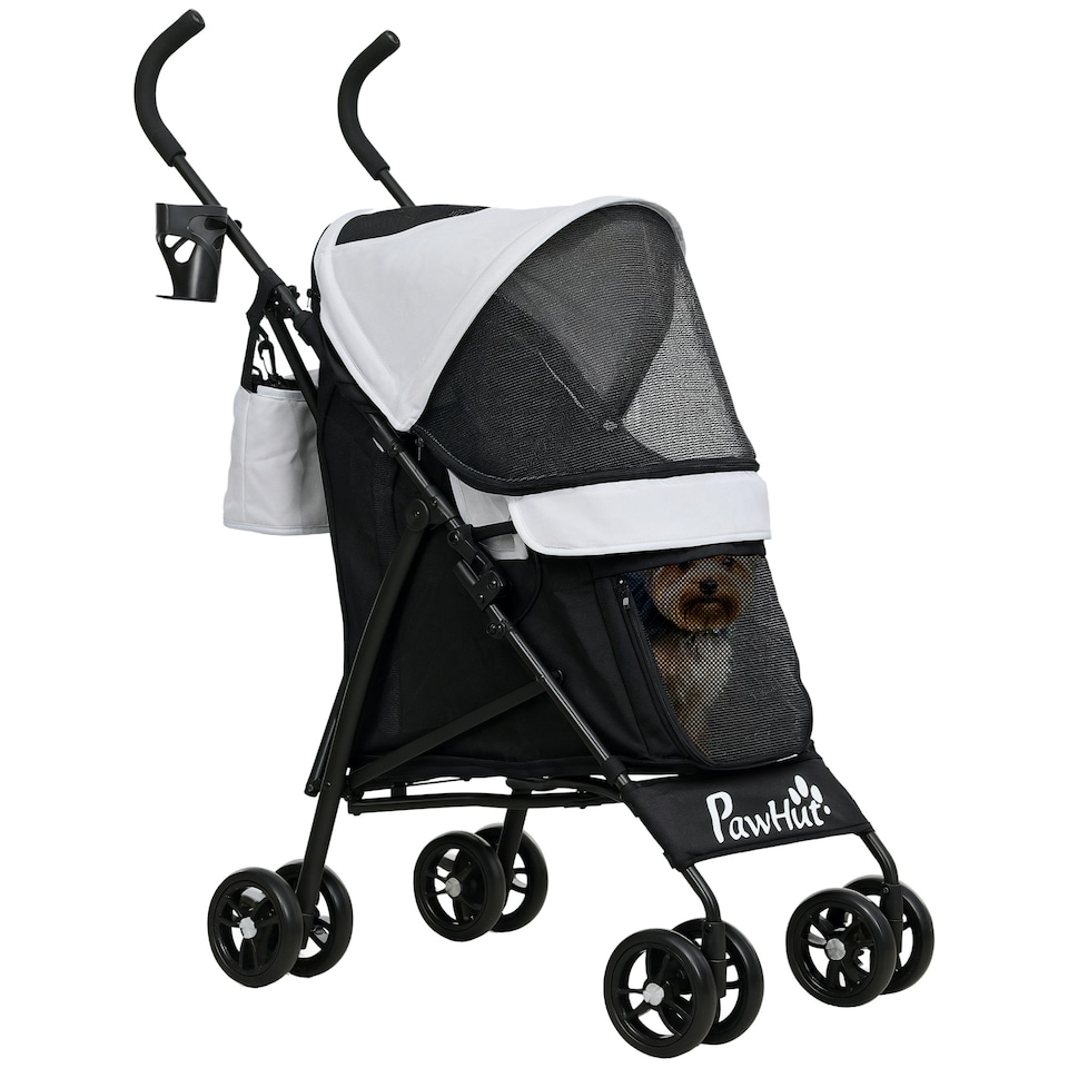 image 1 of PawHut Lightweight Foldable Dog Stroller for Mini Dogs Grey