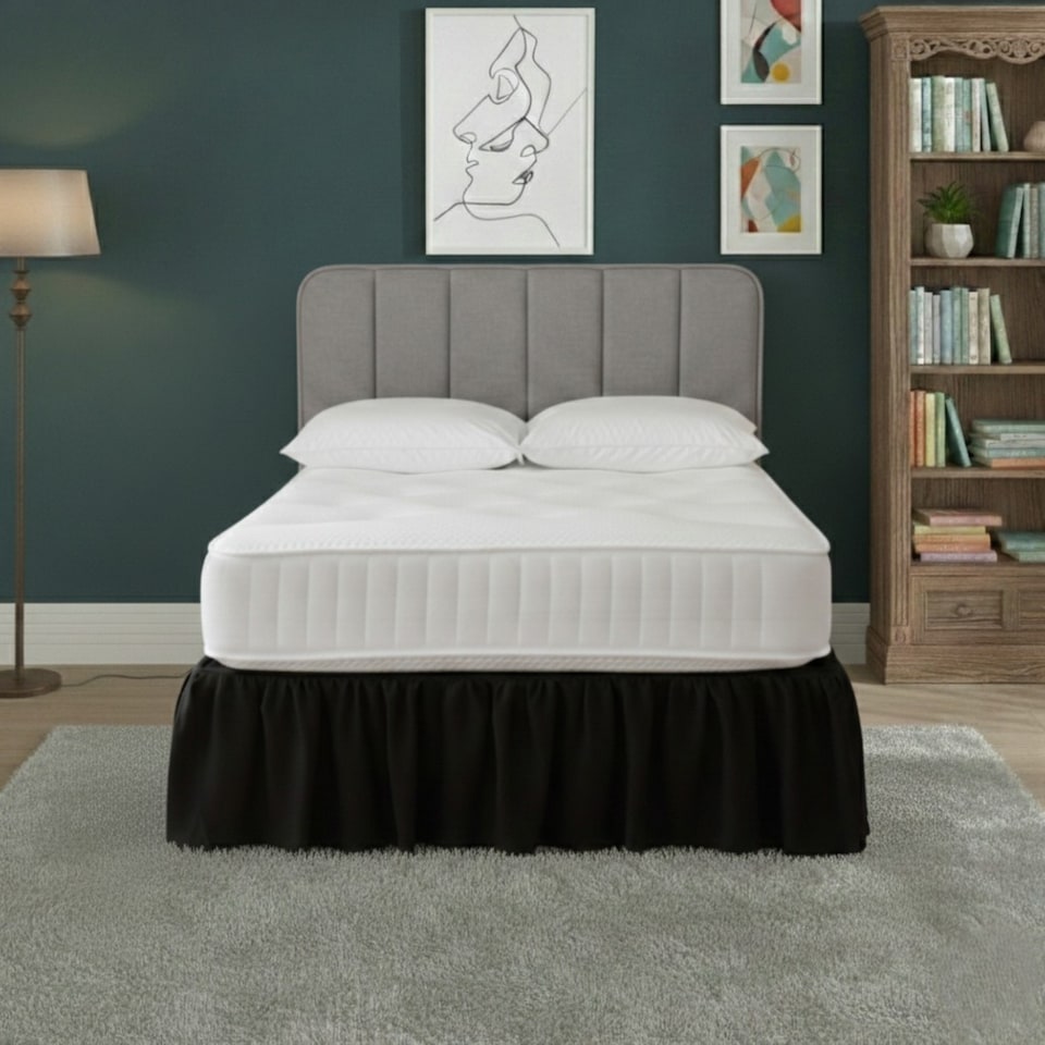 image 1 of Base Valance Polycotton Sheet for Divan Beds Easy Care Bed Base Cover | Black | King