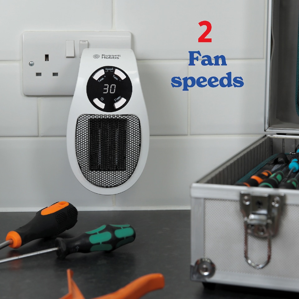 image 1 of Russell Hobbs Electric Ceramic Heater Plug In 500W White RHPH2001